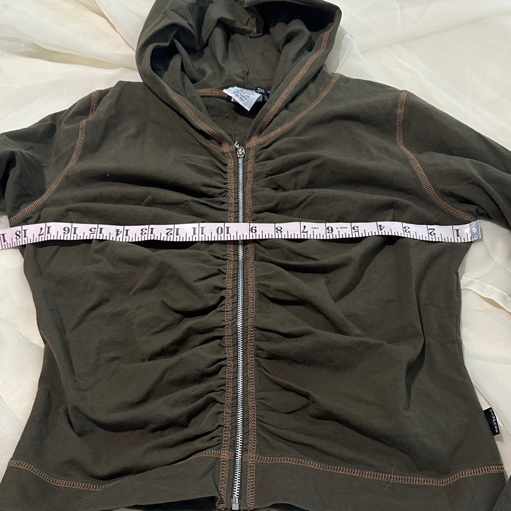 Rampage Olive Green Ruched Hoodie - Picture 6 of 12